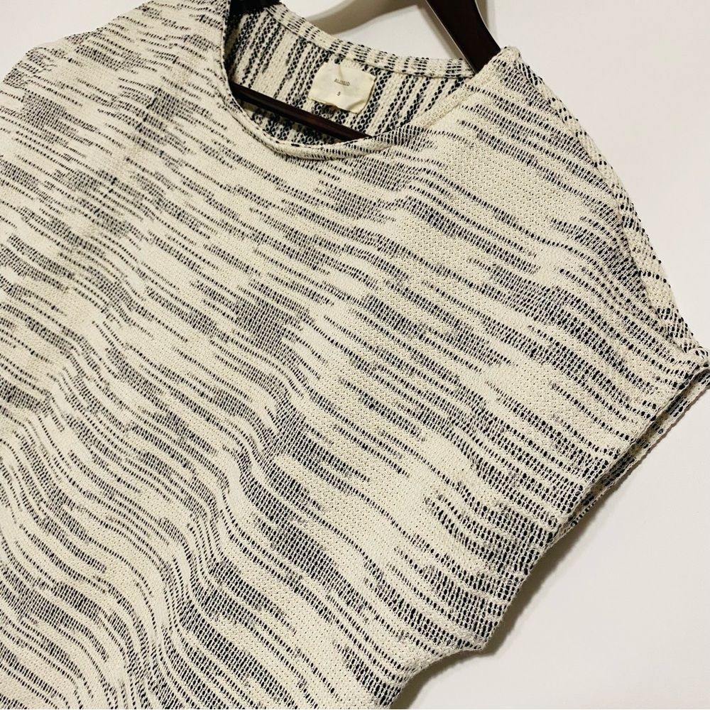 Billy Reid Cream And Gray Textured Knit Cap-Sleeve Top — image 3 of 5